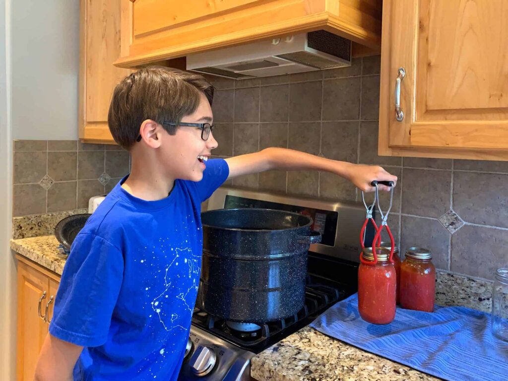 Canning tomatoes.